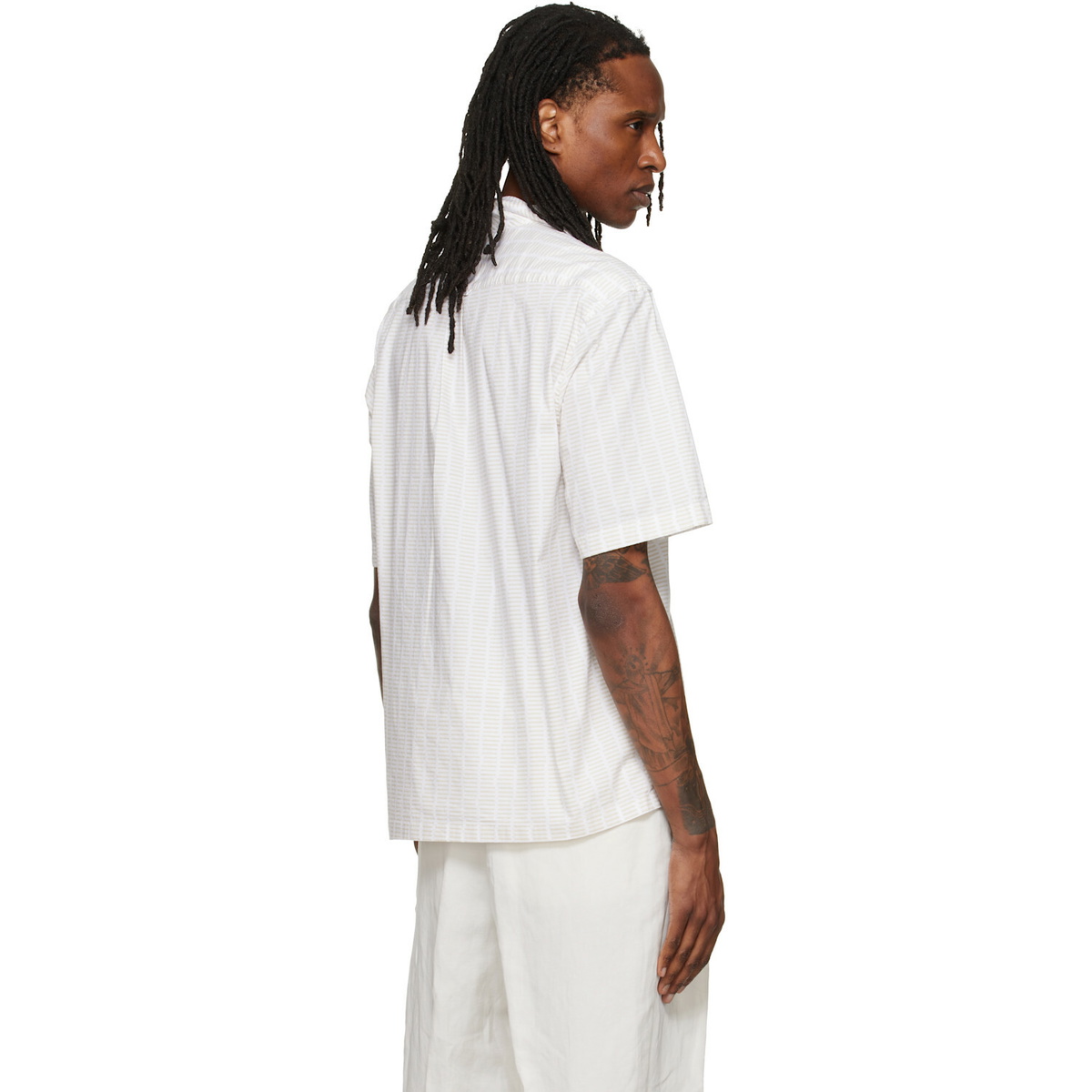 BOSS White & Beige Striped Shirt
