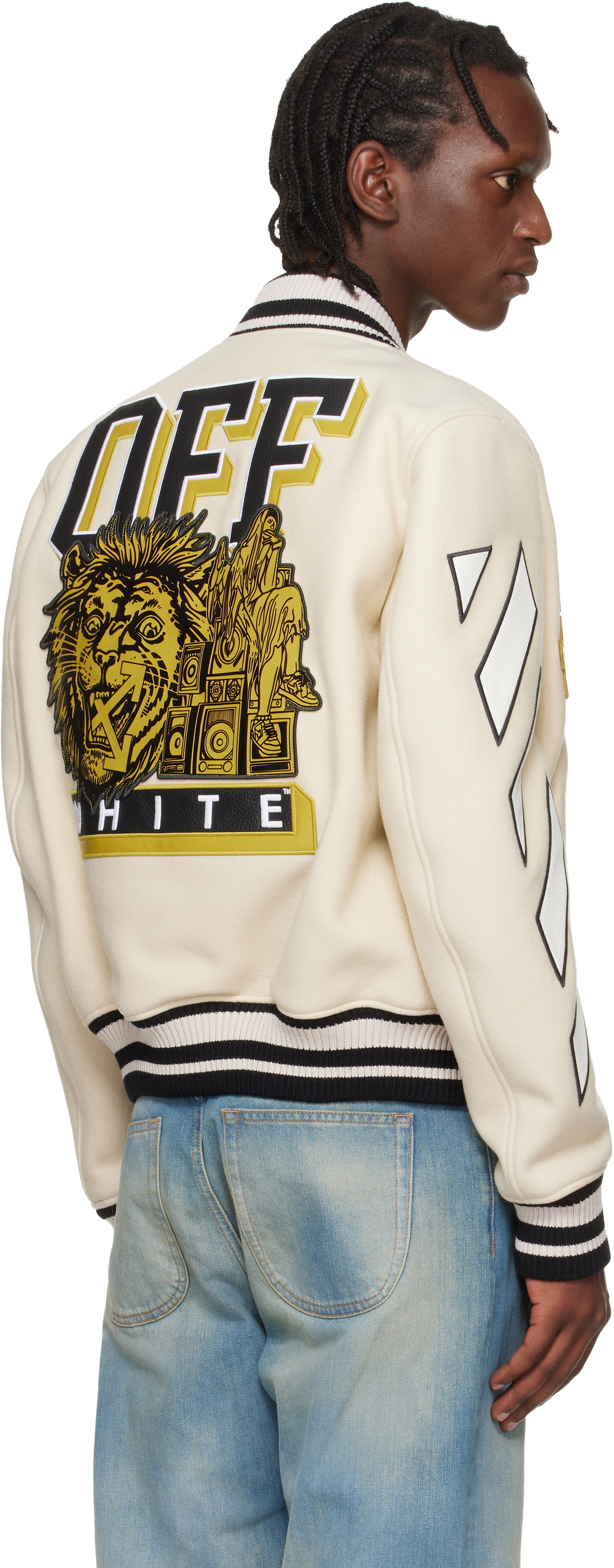 Off-White Off-White Lion Wool Varsity Bomber Jacket