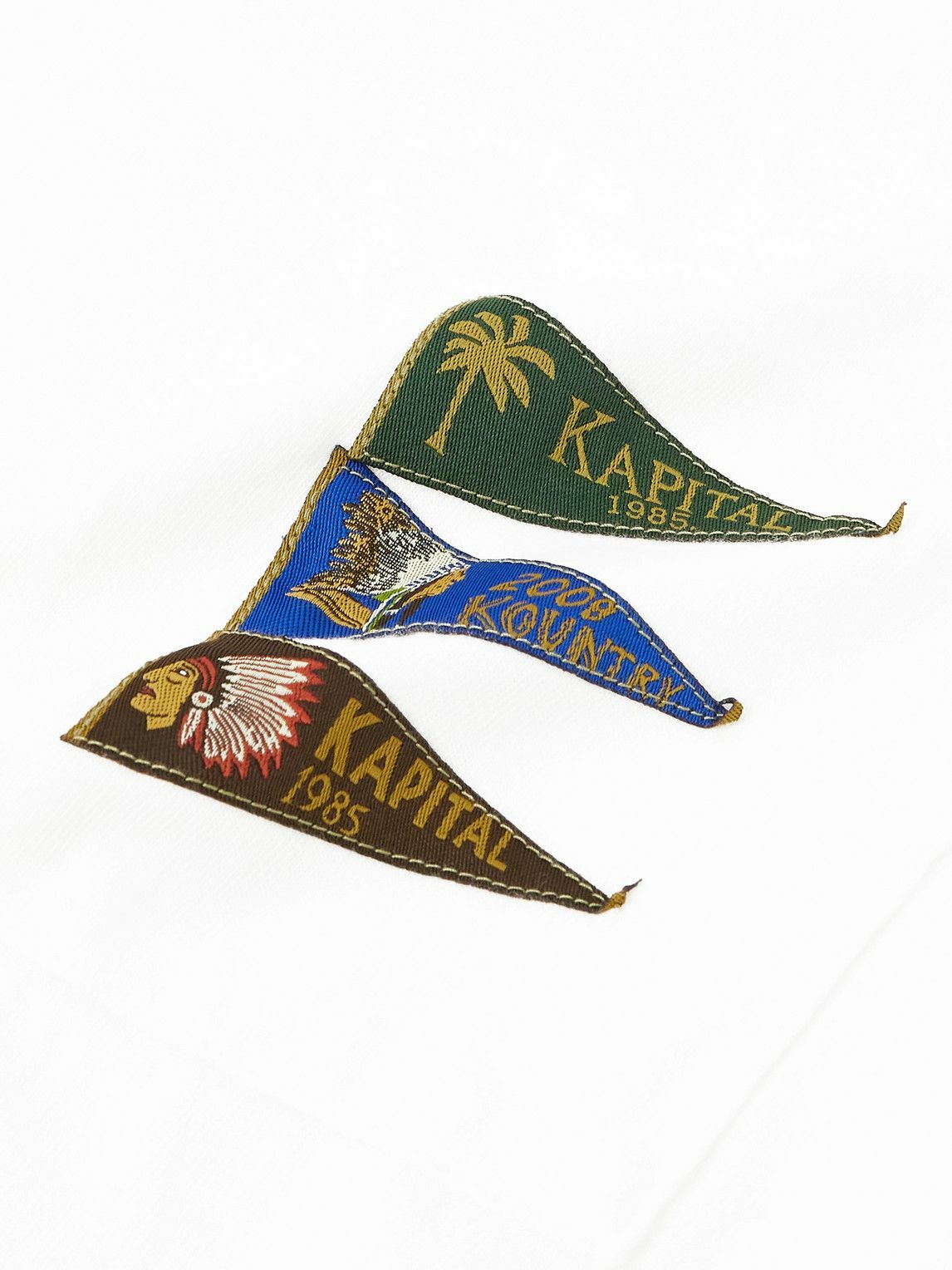 KAPITAL - Pennant Ringer Logo-Appliquéd Cotton-Jersey T-Shirt - White