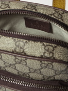 GUCCI - Leather-Trimmed Monogrammed Coated-Canvas Messenger Bag