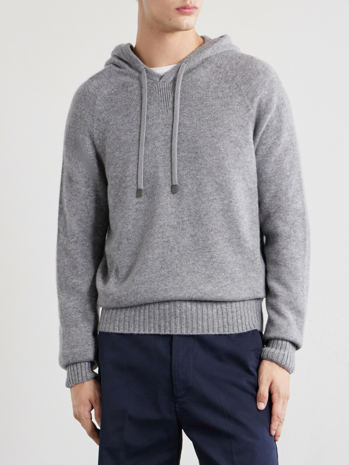 TOM FORD - Logo-Embroidered Cashmere Hoodie - Gray