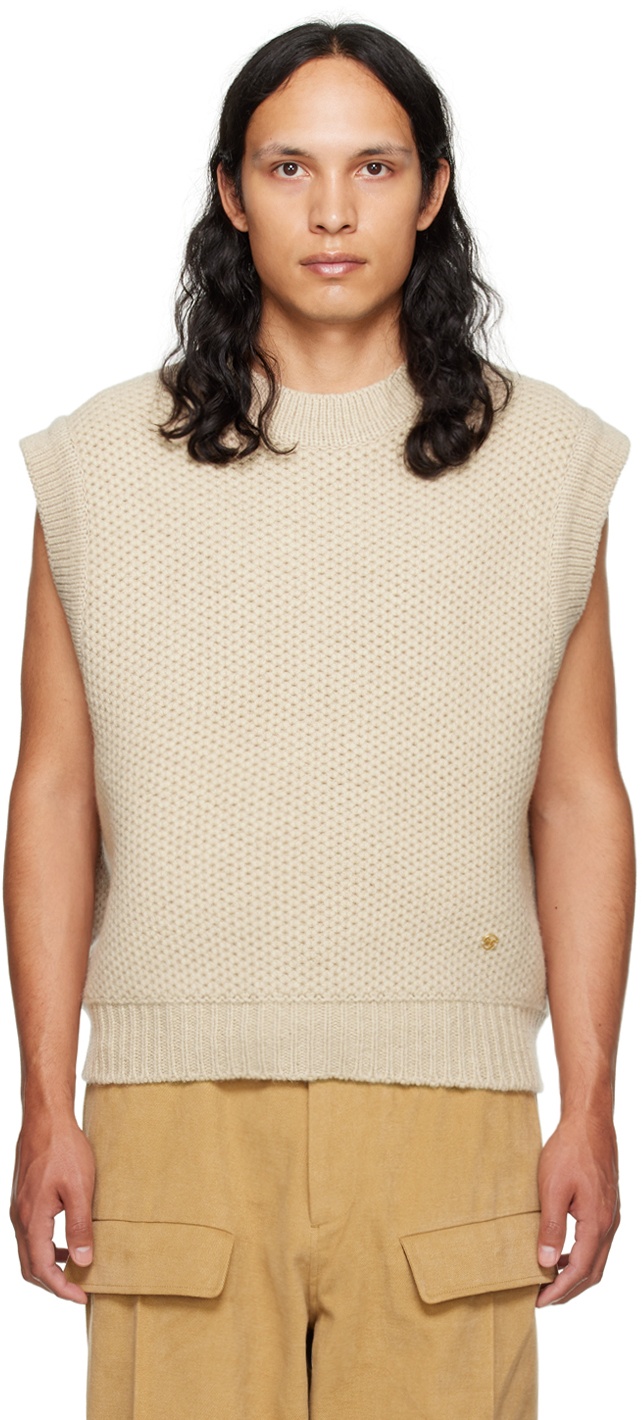 Recto Beige Chunky Cable Vest Recto