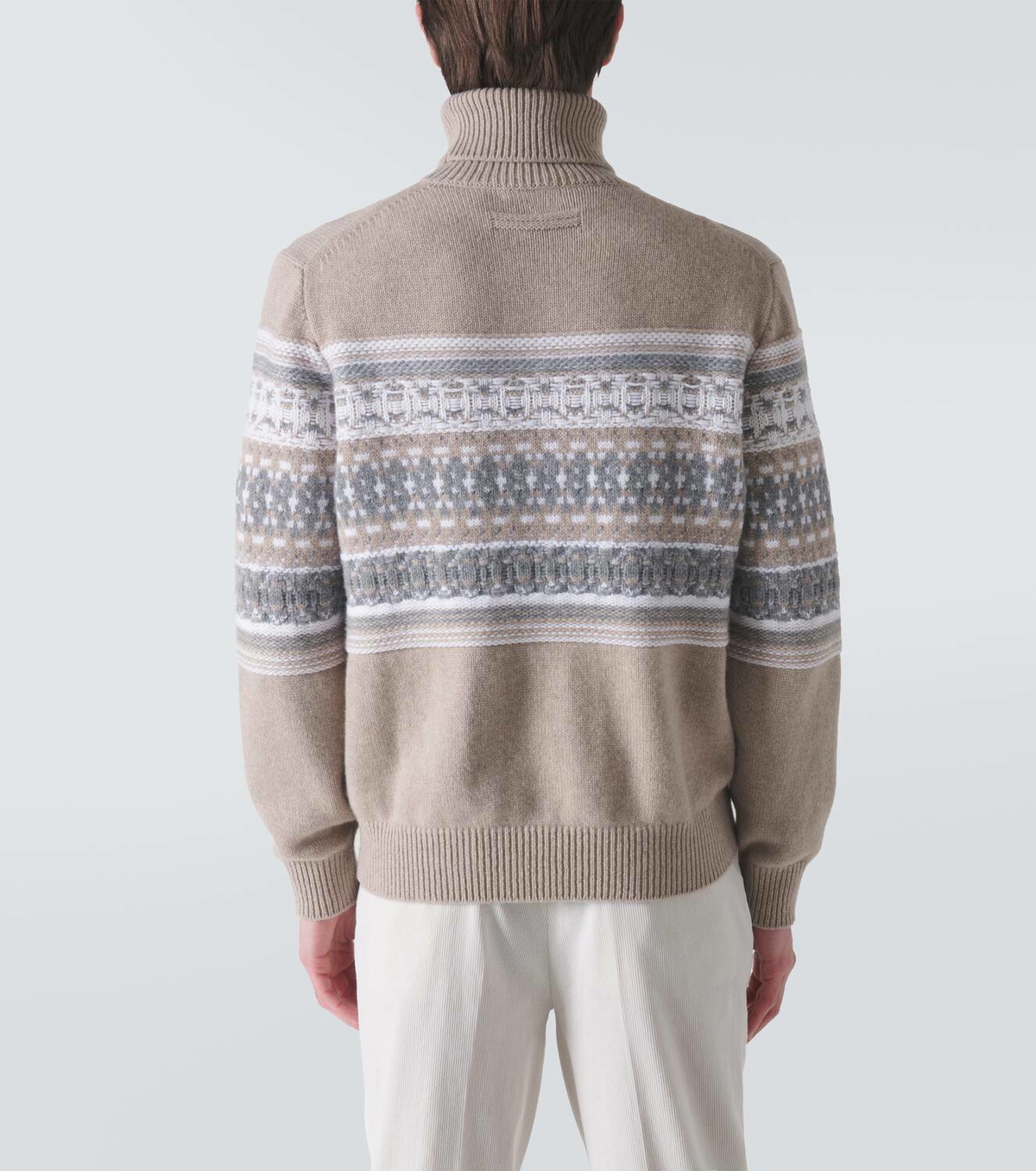 Zegna Intarsia cashmere turtleneck sweater