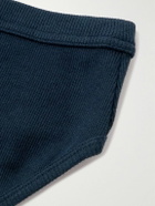 Hemen Biarritz - Etor Ribbed Organic Stretch-Cotton Briefs - Blue