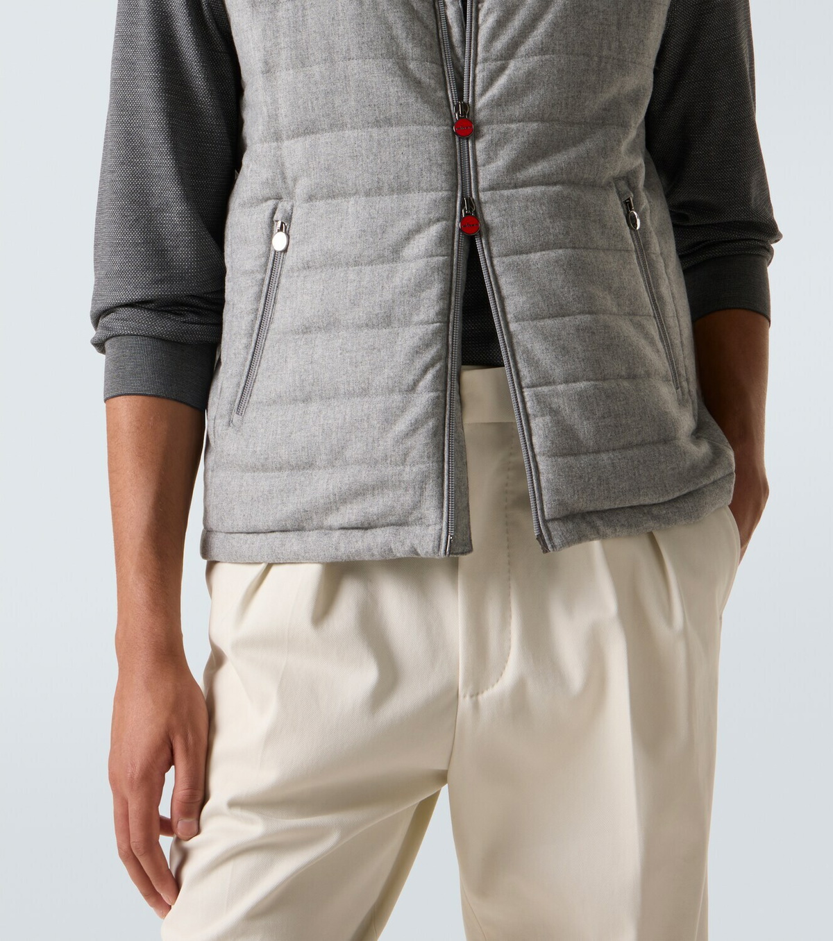 Kiton Suede-trimmed cashmere-blend vest