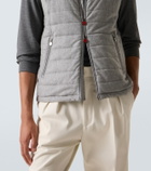 Kiton Suede-trimmed cashmere-blend vest