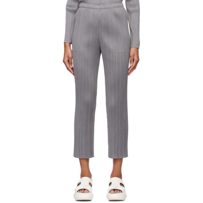 Pleats Please Issey Miyake Grey Basics Trousers Pleats Please