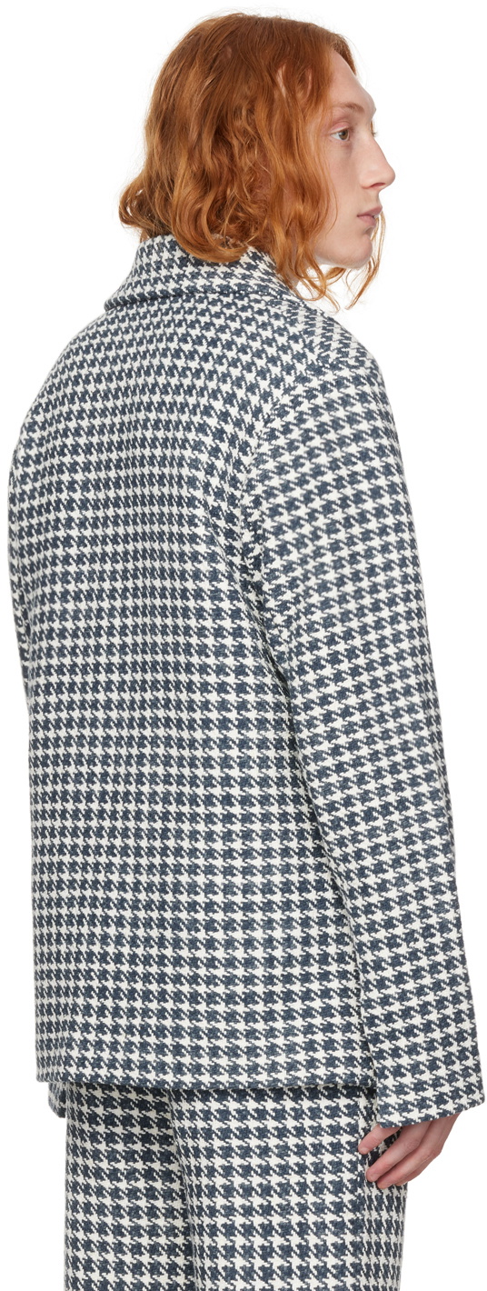 young n sang Navy & White Houndstooth Blazer