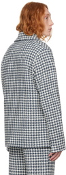 young n sang Navy & White Houndstooth Blazer