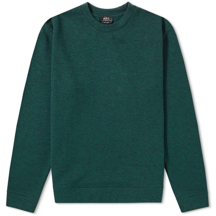 Photo: A.P.C. Mecano Terry Crew Sweat Green Marl