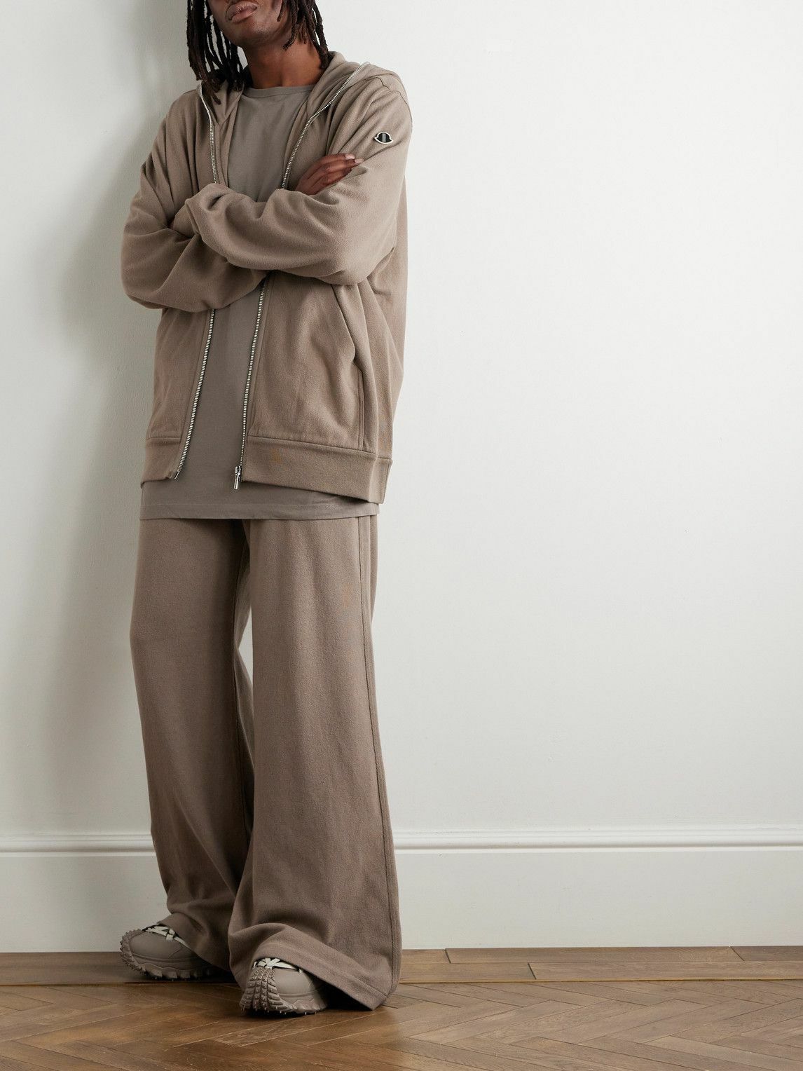 Rick Owens - Moncler Bela Wide-Leg Logo-Appliquéd Brushed Cotton