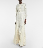 Costarellos Patrice belted ruffled lace gown