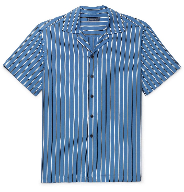 Photo: Frescobol Carioca - Camp-Collar Striped Tencel Shirt - Blue