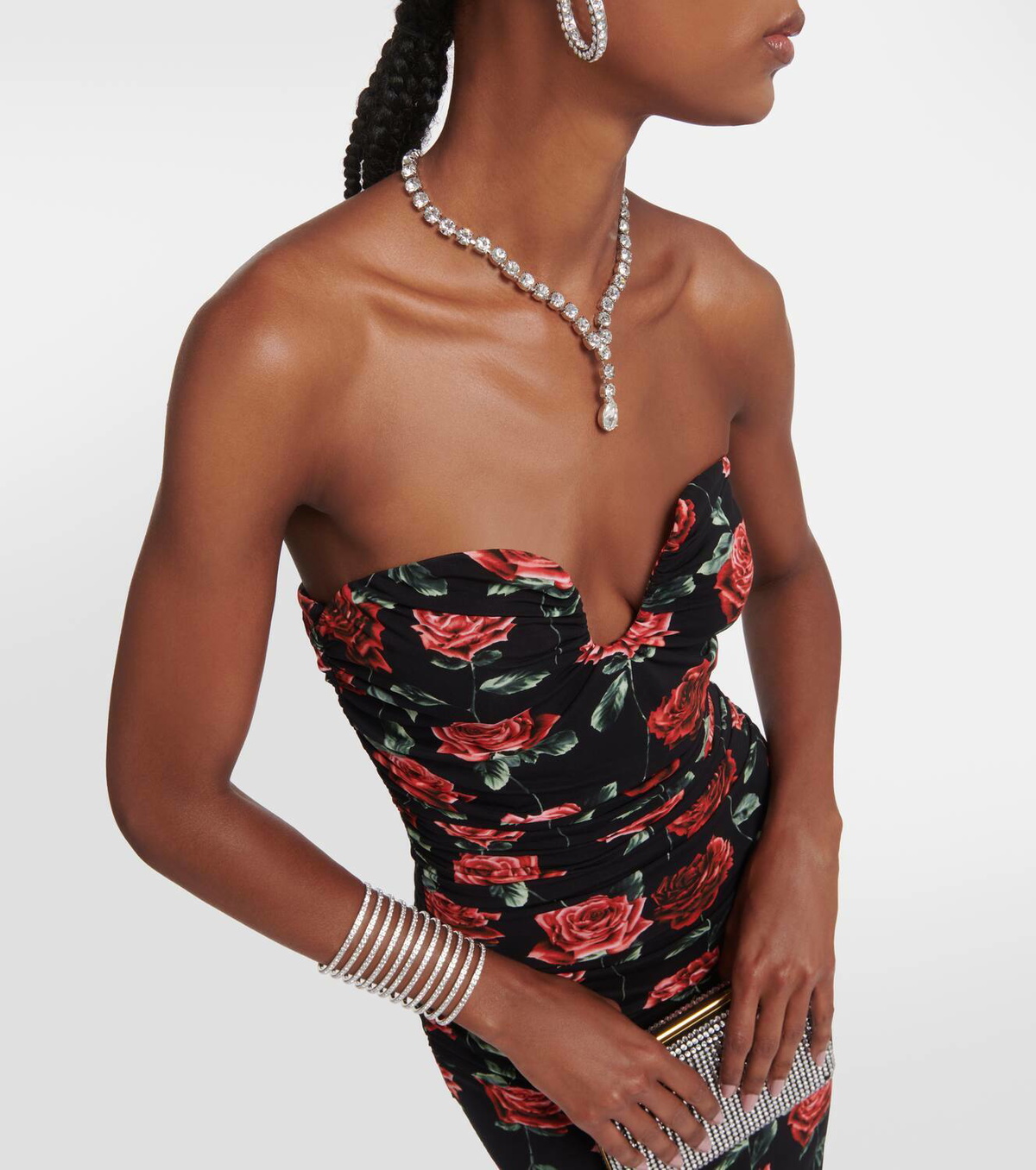 open lace back dress Magda Butrym Ruched Floral Appliqu Midi Dress  Justin Reed