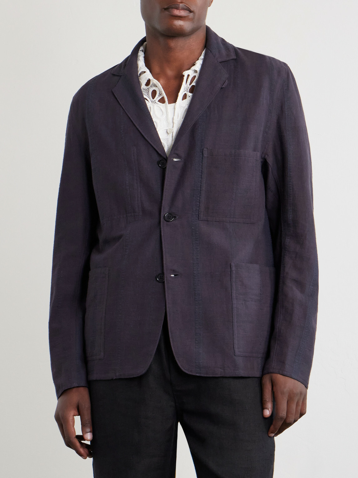 Kardo - Somesh Checked Cotton Blazer - Black
