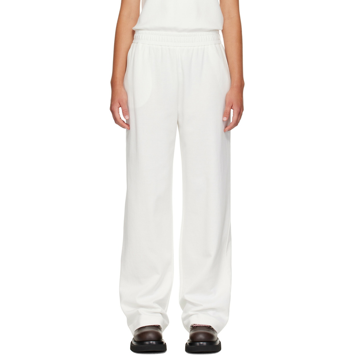 Moncler White Logo Cotton Blend Sweatpants