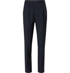 Brunello Cucinelli - Navy Slim-Fit Pinstriped Wool, Linen and Silk-Blend Suit Trousers - Navy