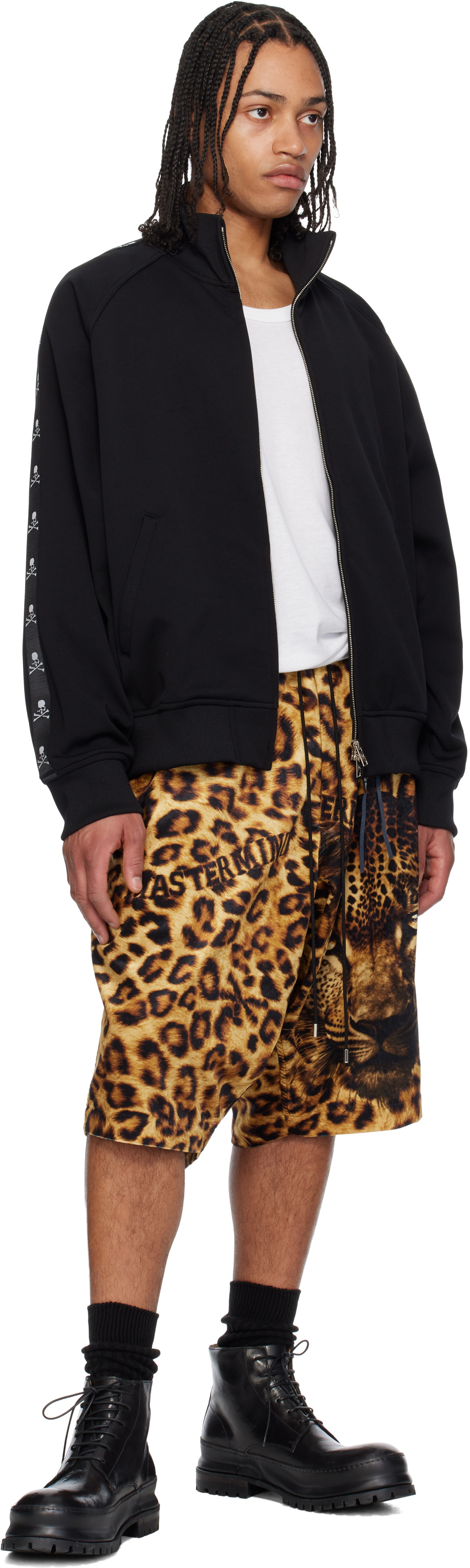 MASTERMIND WORLD Yellow & Black Oversized Fit Leopard Shorts