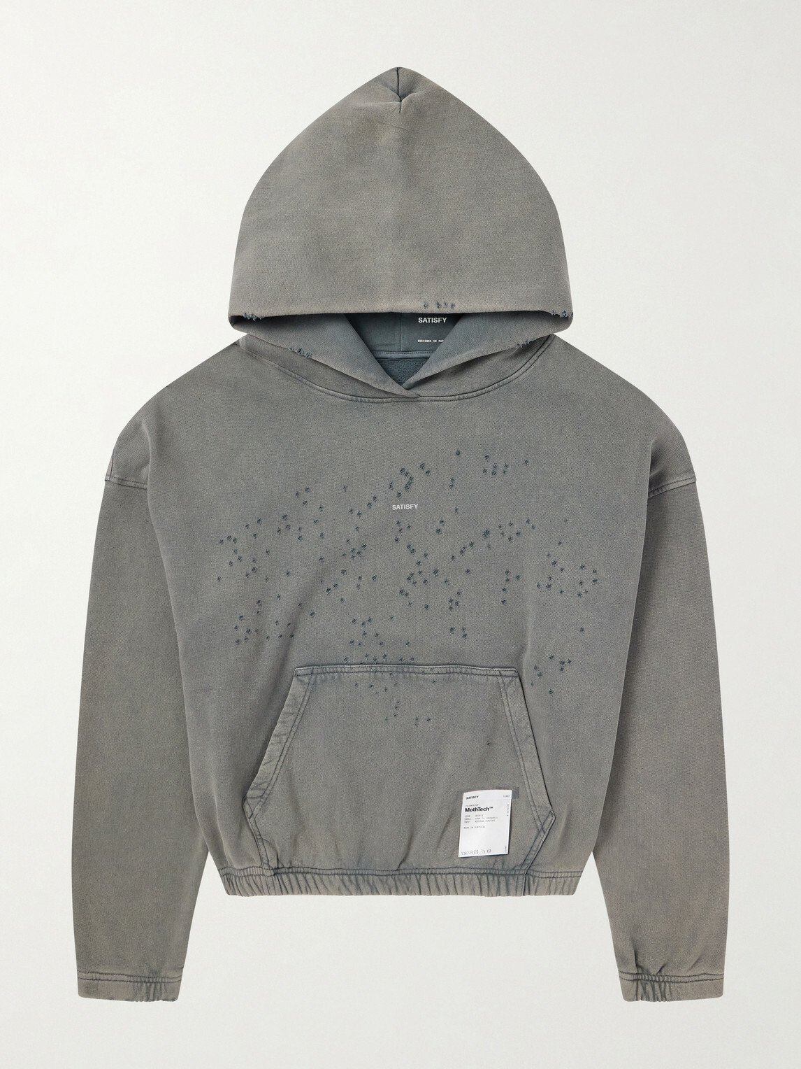 Satisfy - Logo-Print Distressed Cotton-Jersey Hoodie - Gray