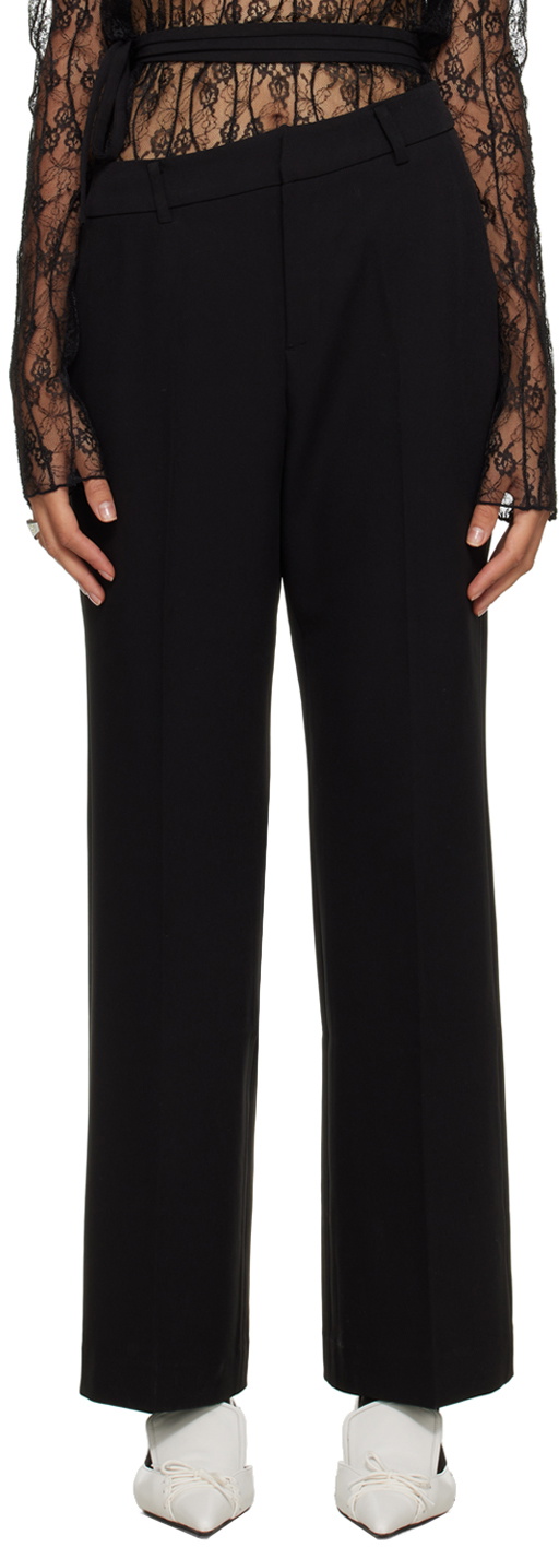 lesugiatelier Black Asymmetric Belt Trousers