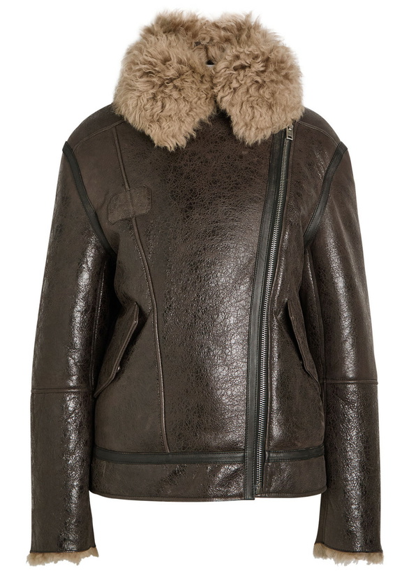 Photo: Acne Studios Leather Shearling Jacket Dark Grey