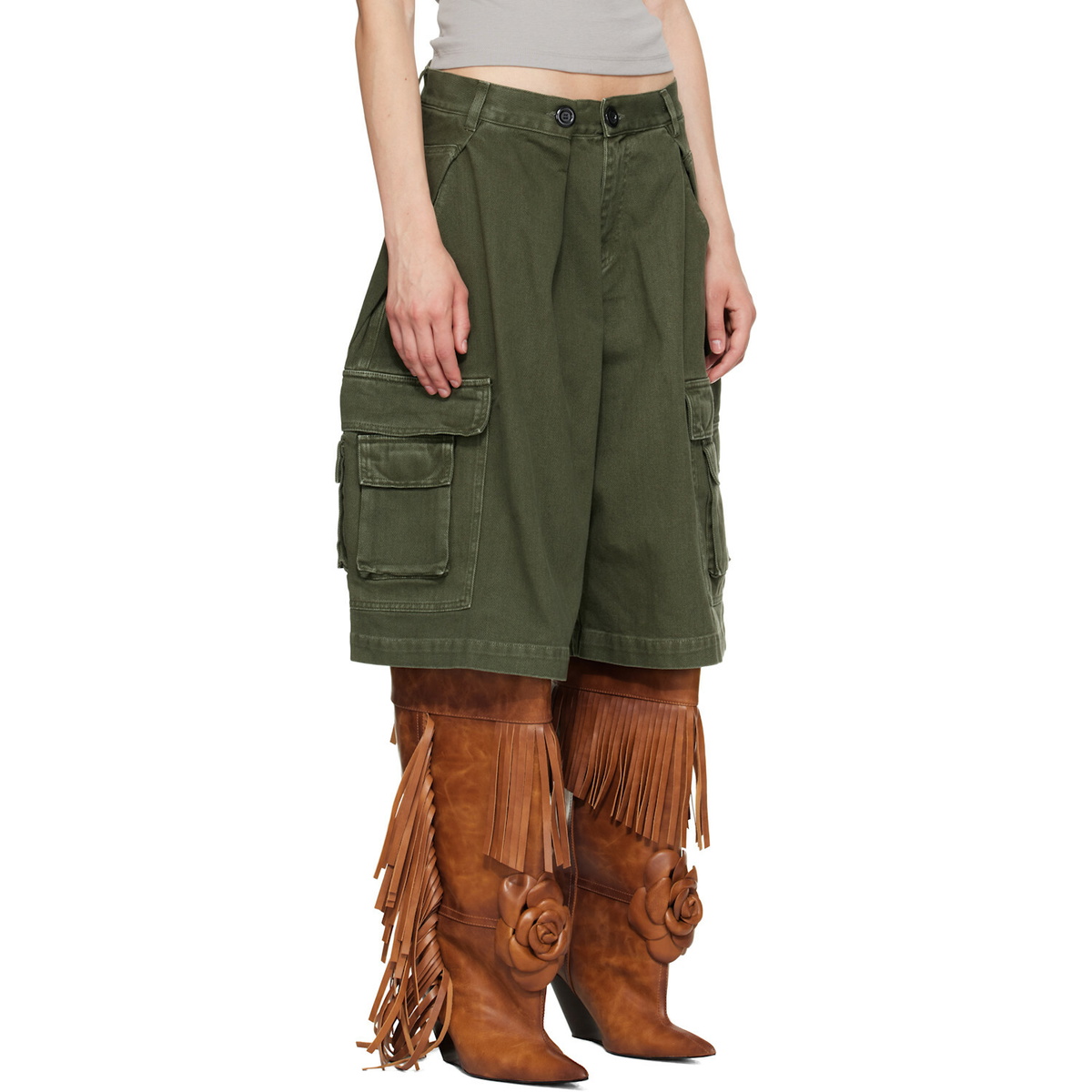 ABRA Khaki Cotton Cargo Shorts