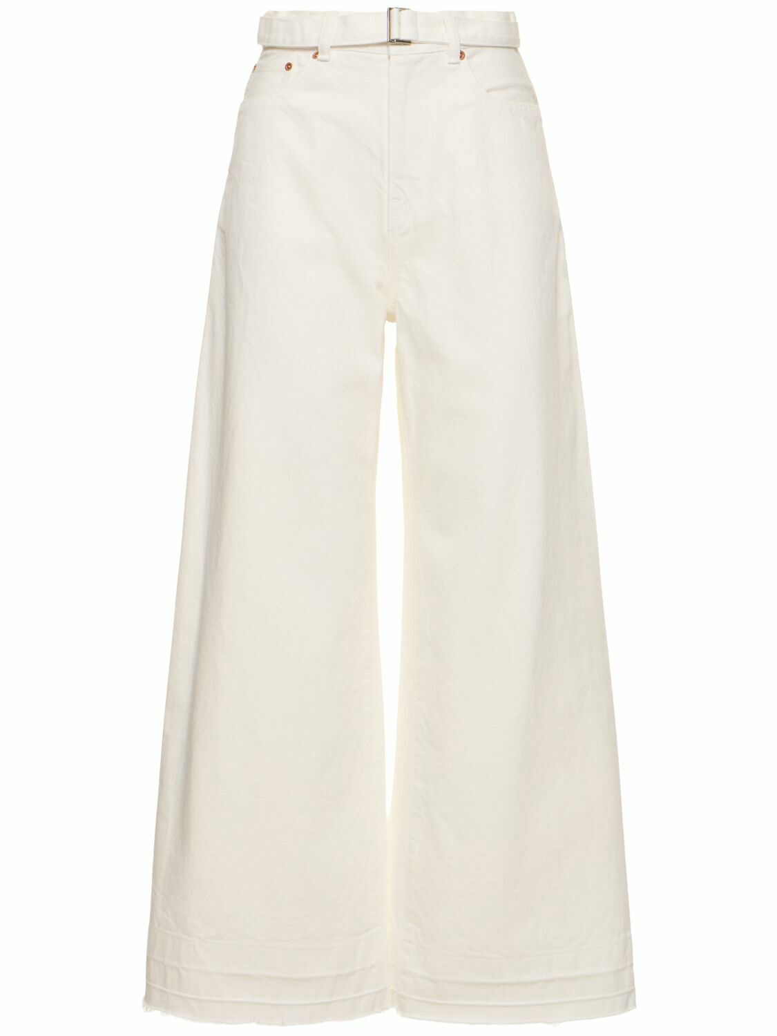 Photo: SACAI Belted Mid Rise Denim Wide Jeans