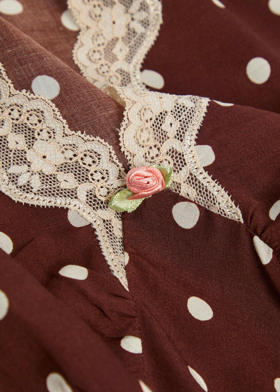 Rixo Cely Polka dot Crepe de Chine Mini Dress Brown