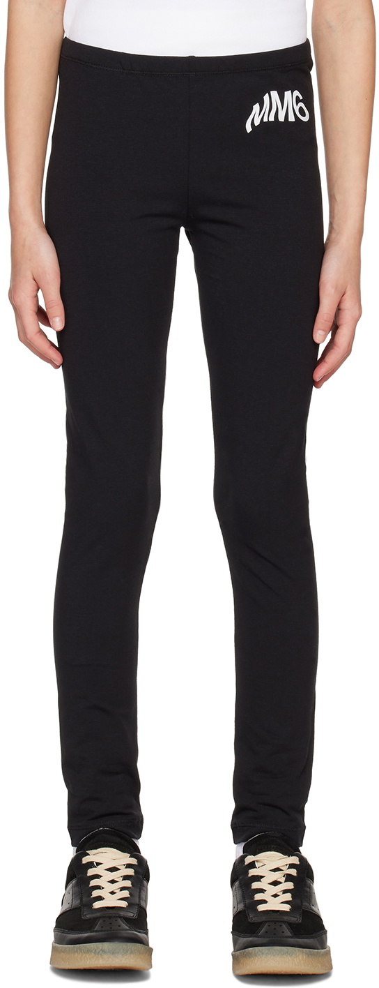 MM6 Maison Margiela Kids Black Printed Leggings