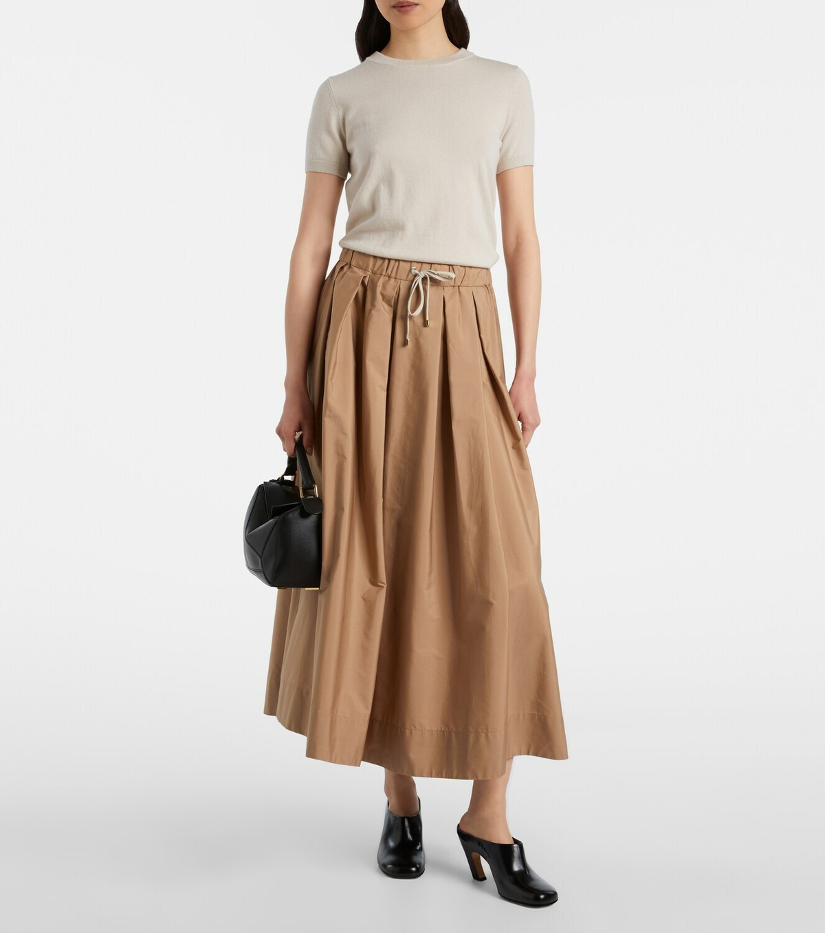 'S Max Mara Pineta pleated cotton poplin midi skirt