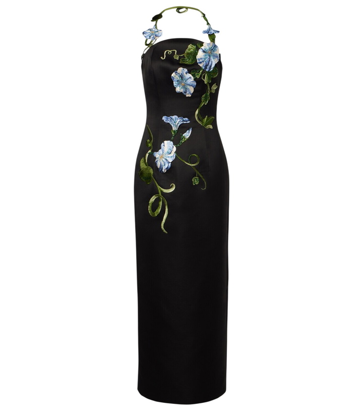 Photo: Leo Lin Floral-appliqué halterneck gown