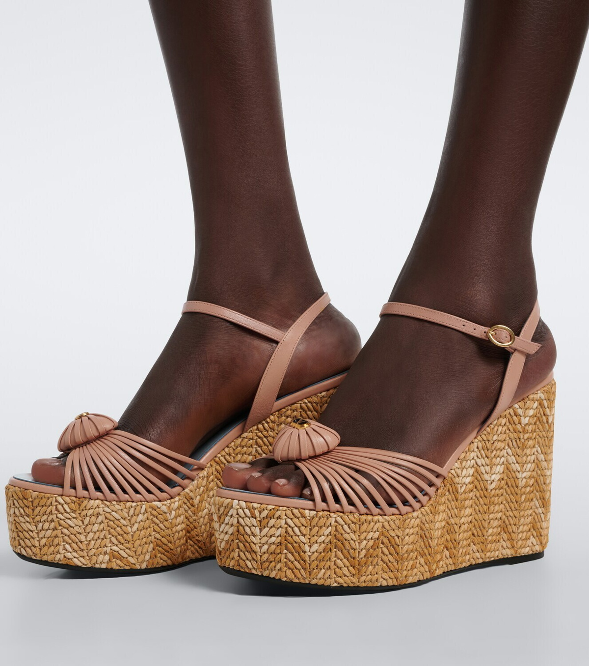 Valentino Garavani Cœur Royal leather espadrille wedges