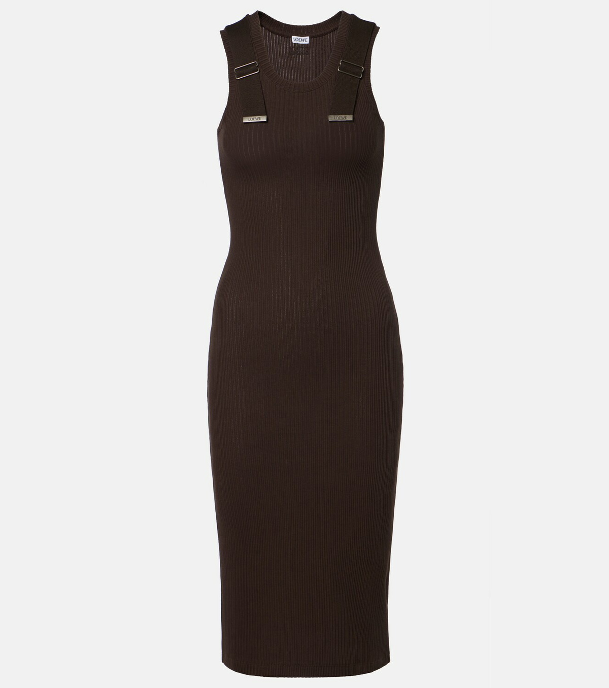 Loewe Ribbed-knit cotton-blend midi dress