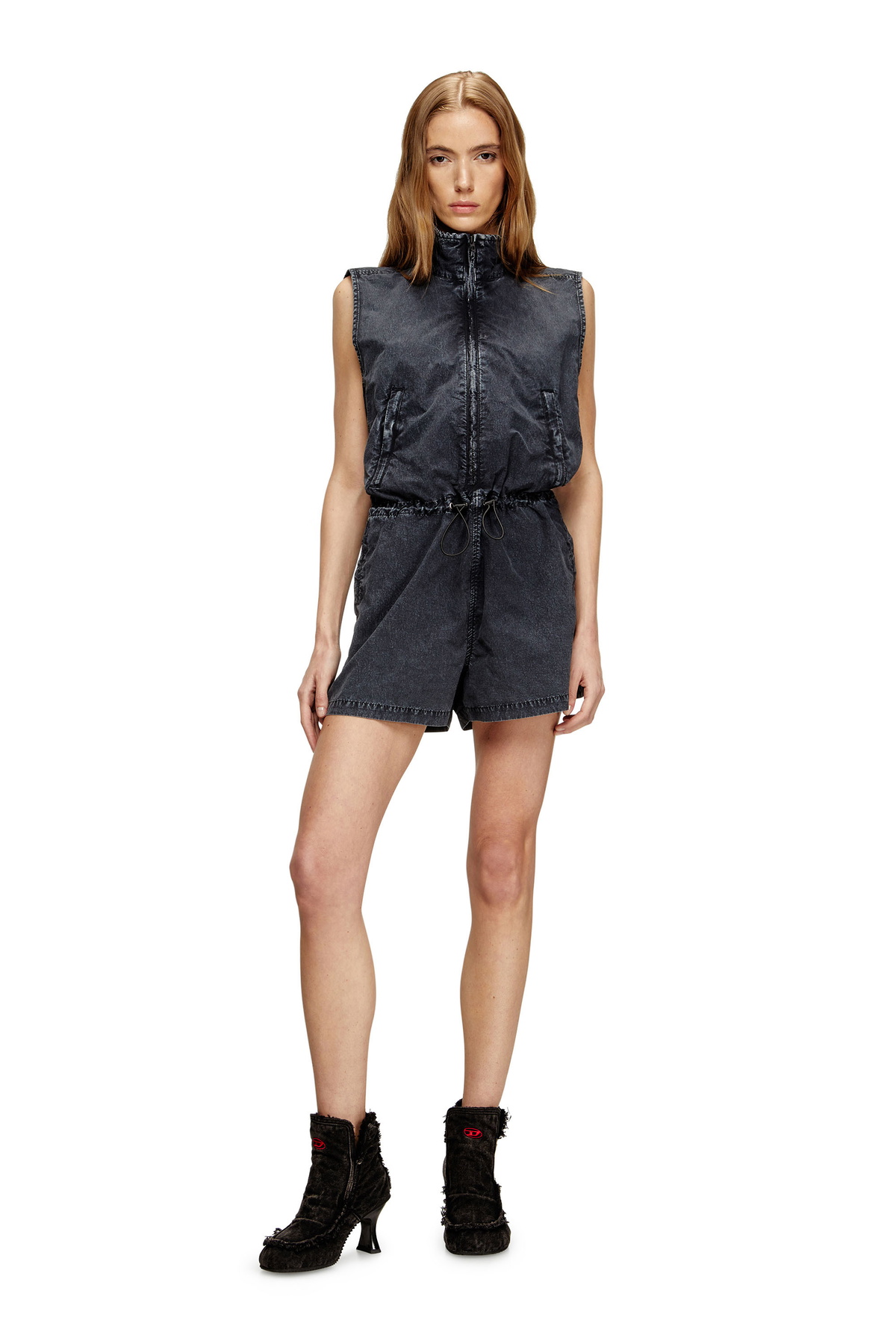 Diesel Playsuit in treated nylon - Jumpsuits Womens in Blue