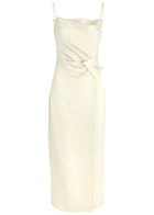 Nanushka Briar Crinkled Satin Midi Slip Dress Ecru