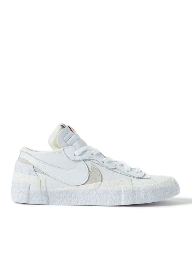 Photo: Nike - Sacai Blazer Low Suede-Trimmed Leather Sneakers - White