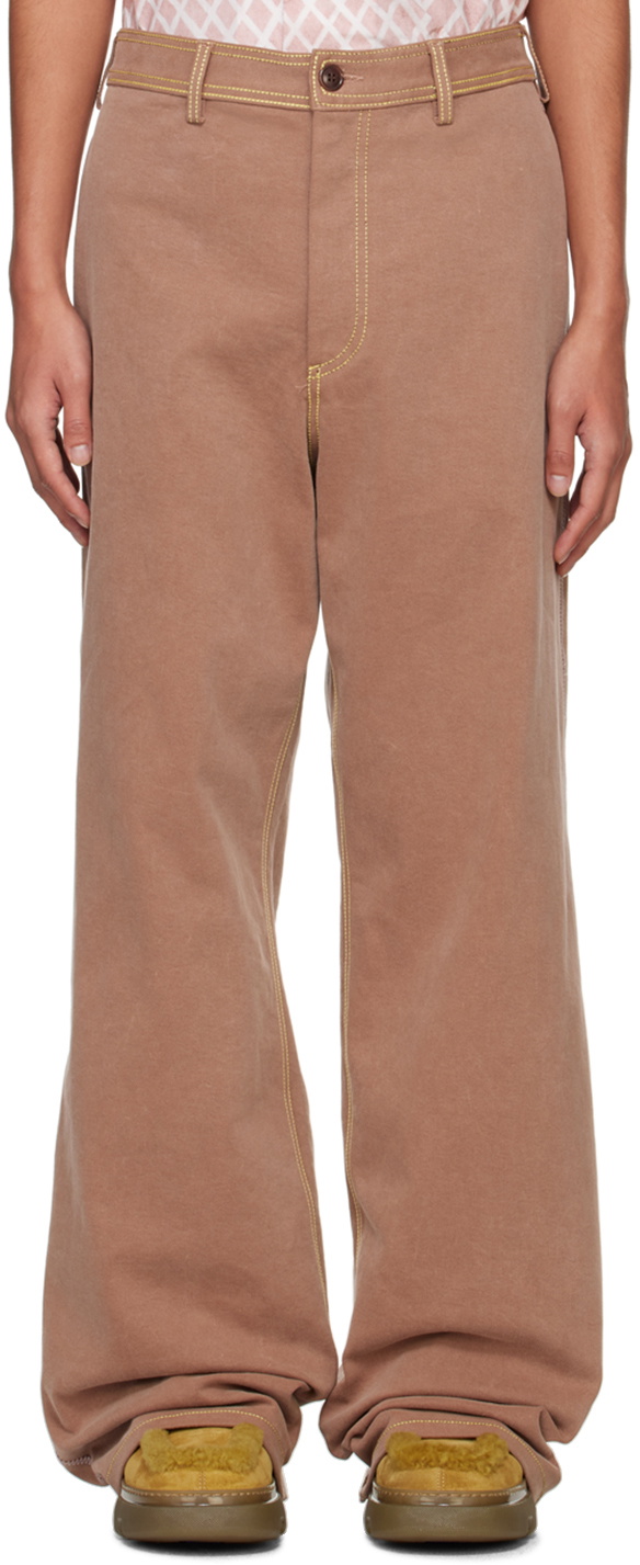 Marni Brown Contrast Stitching Jeans