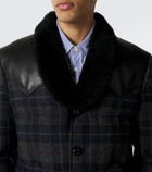 Junya Watanabe Leather-trimmed wool tweed down jacket
