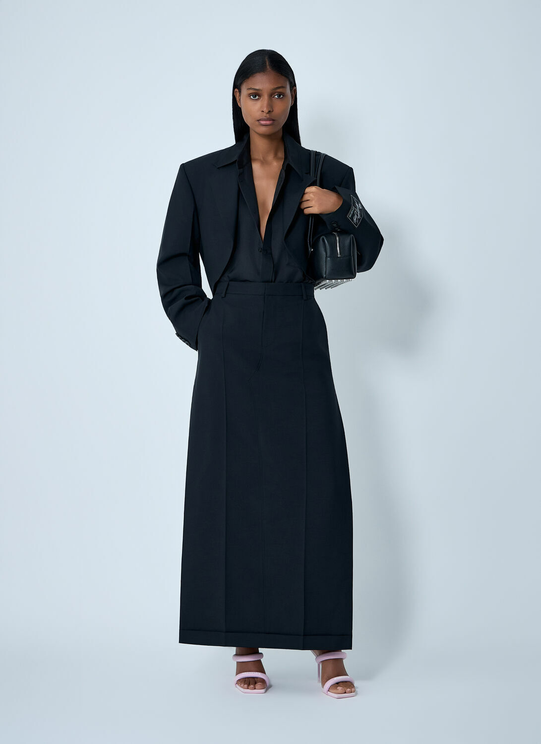 Alexander Wang Tailored Wool-Mohair Maxi Skirt