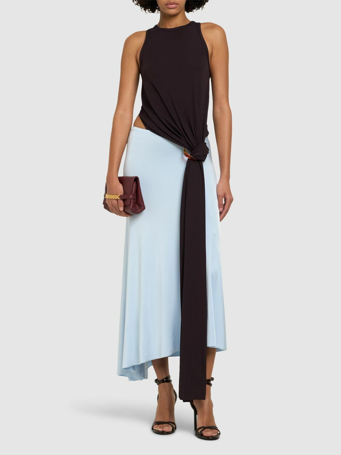 【Victoria Beckham】カットアウトジャージーミディドレス Victoria Beckham】カットアウトジャージーミディドレス