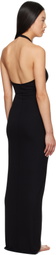 SKIMS Black Soft Lounge Deep Plunge Halter Maxi Dress