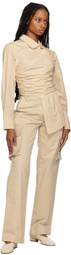 Elleme Beige High-Rise Trousers