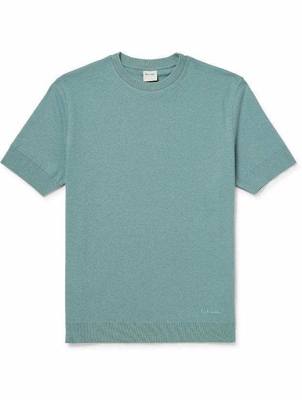 Photo: Paul Smith - Cotton and Cashmere-Blend T-Shirt - Blue
