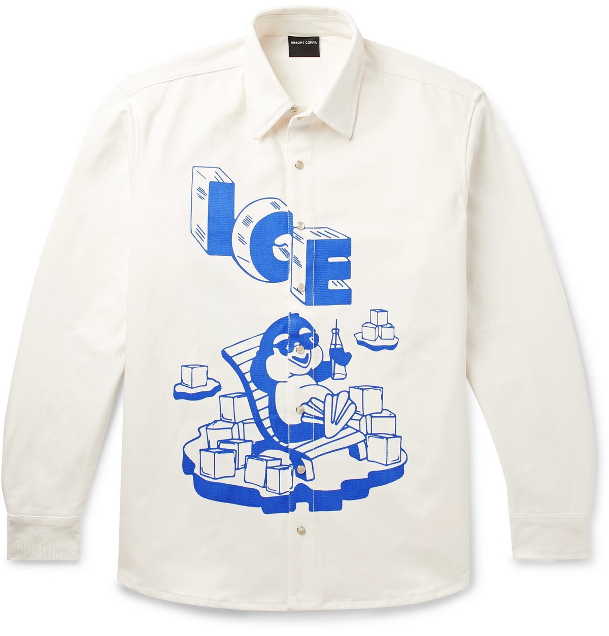 Resort Corps - Printed Denim Overshirt - White