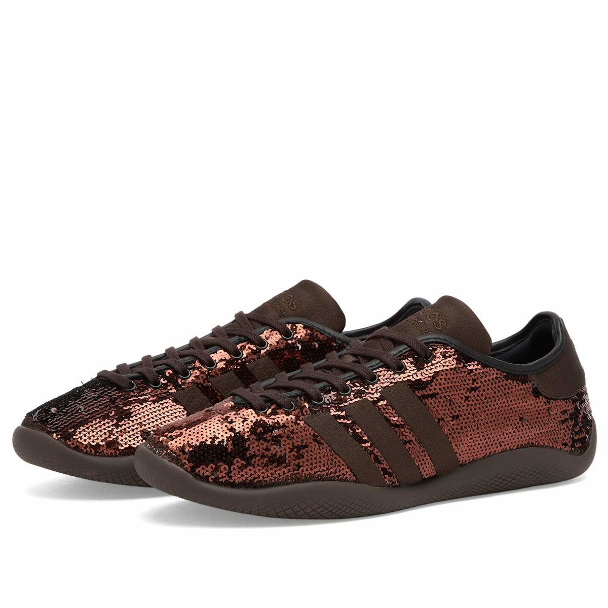 Adidas x Wales Bonner Karintha Sequin Sneaker in Dark Brown/Core Black