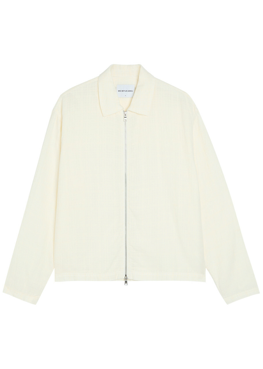 Mki Miyuki Zoku Rider Checked-weave Cotton Overshirt White 02