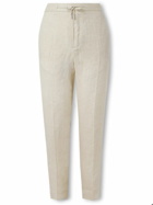 Mr P. - James Straight-Leg Linen-Twill Drawstring Suit Trousers - Neutrals