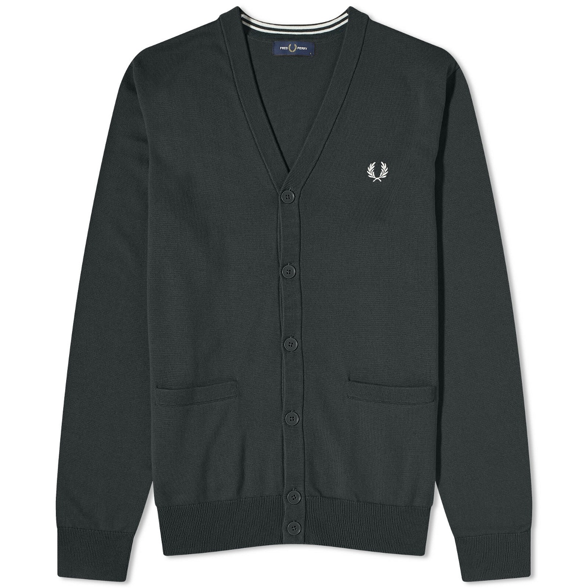 Fred Perry Men's Merino Cardigan in Night Green Fred Perry