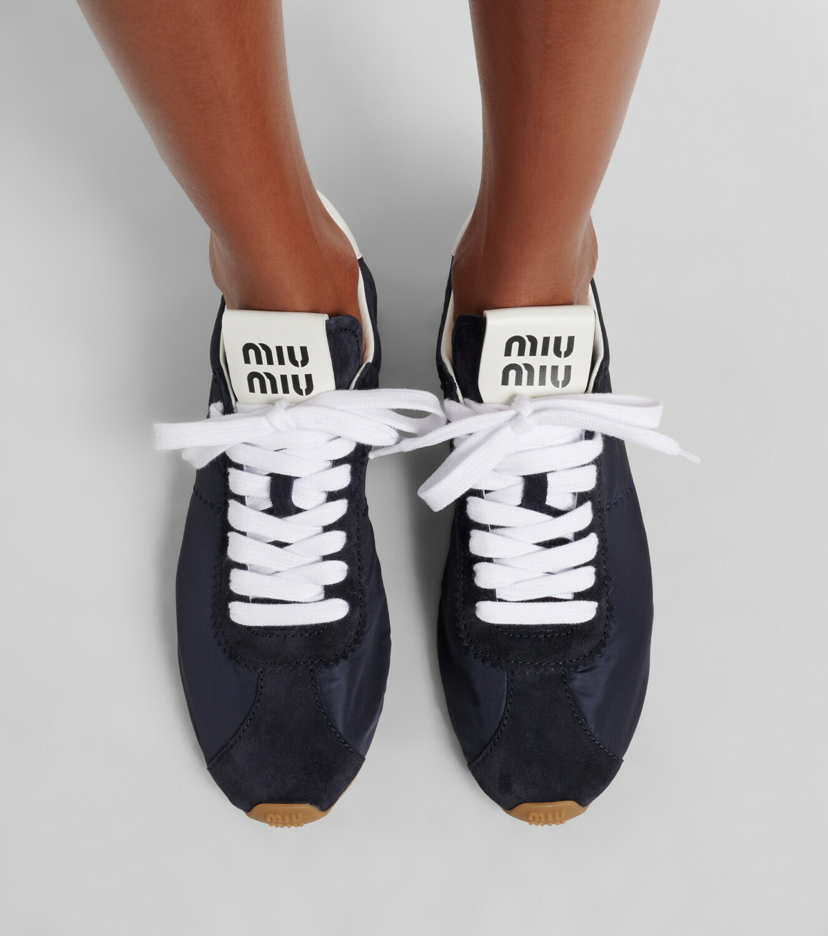 Miu Miu Plume suede-trimmed sneakers