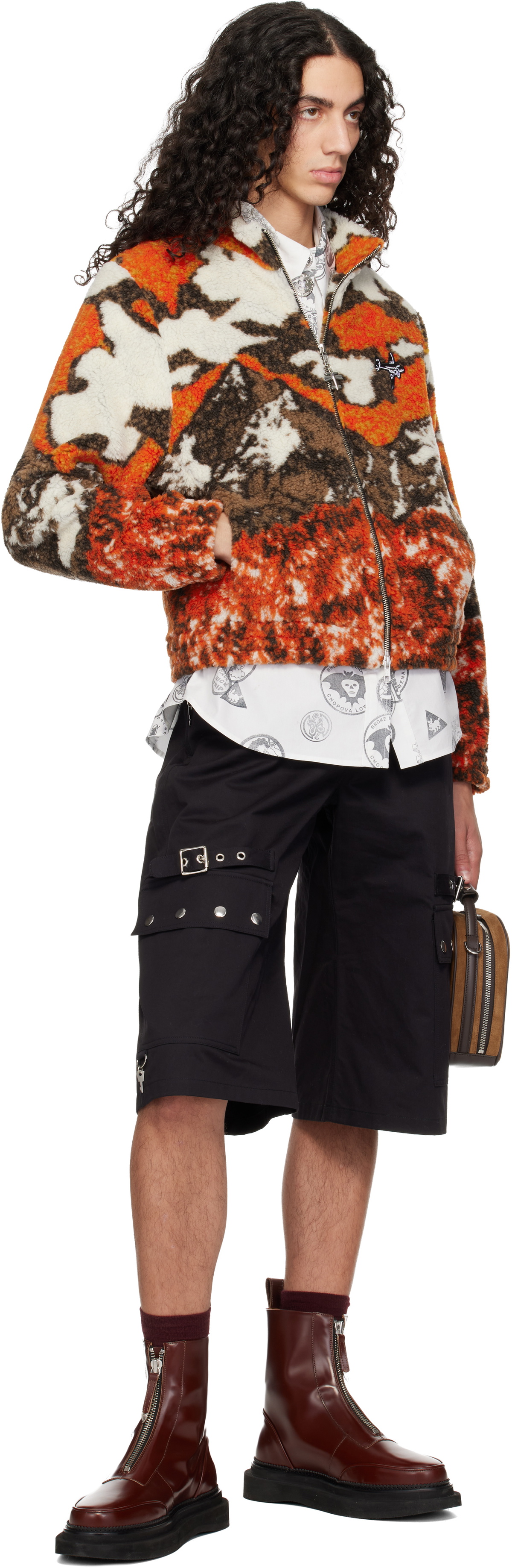 Chopova Lowena Orange CL Airlines Fitted Fleece Jacket